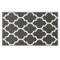 Skid-Resistant Carpet Indoor Area Rug Floor Mat – Moroccan Trellis Lattice – Misty Gray & Linen White – 2 Ft. X 3 Ft.