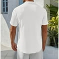 thumbnail image 3 of YATELLE Men's Henley Shirt Short Sleeve Stand Collar Summer Casual Beach Hippie T-Shirts, 3 of 6