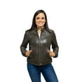 thumbnail image 2 of First Manufacturing WBL1025-S-AGR Womens Favorite Fashion Leather Jacket, Army Green - Small, 2 of 8