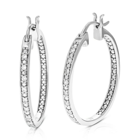 Vir Jewels 1/6 CTTW Lab Grown Diamond Hoop Earrings 925 Sterling Silver Prong 1 Inch