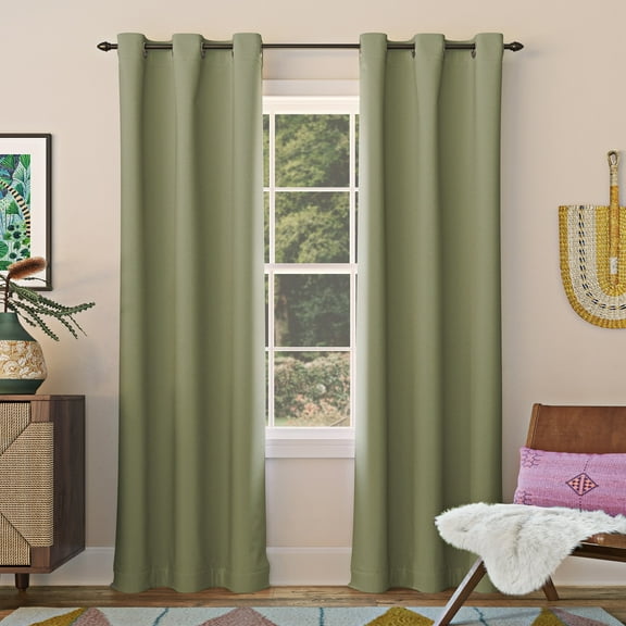 Sun Zero-Sun Zero Hayden Energy Saving Blackout Grommet Curtain Panel, Single Panel40x84-SageGreen