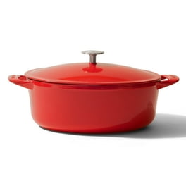 Lodge Enamelware 7.5 qt. Round Cast Iron Dutch Oven in Red Enamel with Lid  EC7D43 - The Home Depot