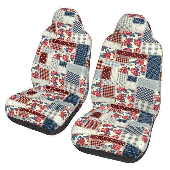 Vsdgher Patchwork In Country Style Automotive Seat Covers for Cars Trucks and SUVs – Car Seat Covers for Truck Seat Protectors Set of 2