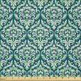 thumbnail image 2 of Ambesonne Damask Fabric by the Yard Microfiber, Blue Floral Pattern Print, 3 Yards, White Blue, 2 of 2