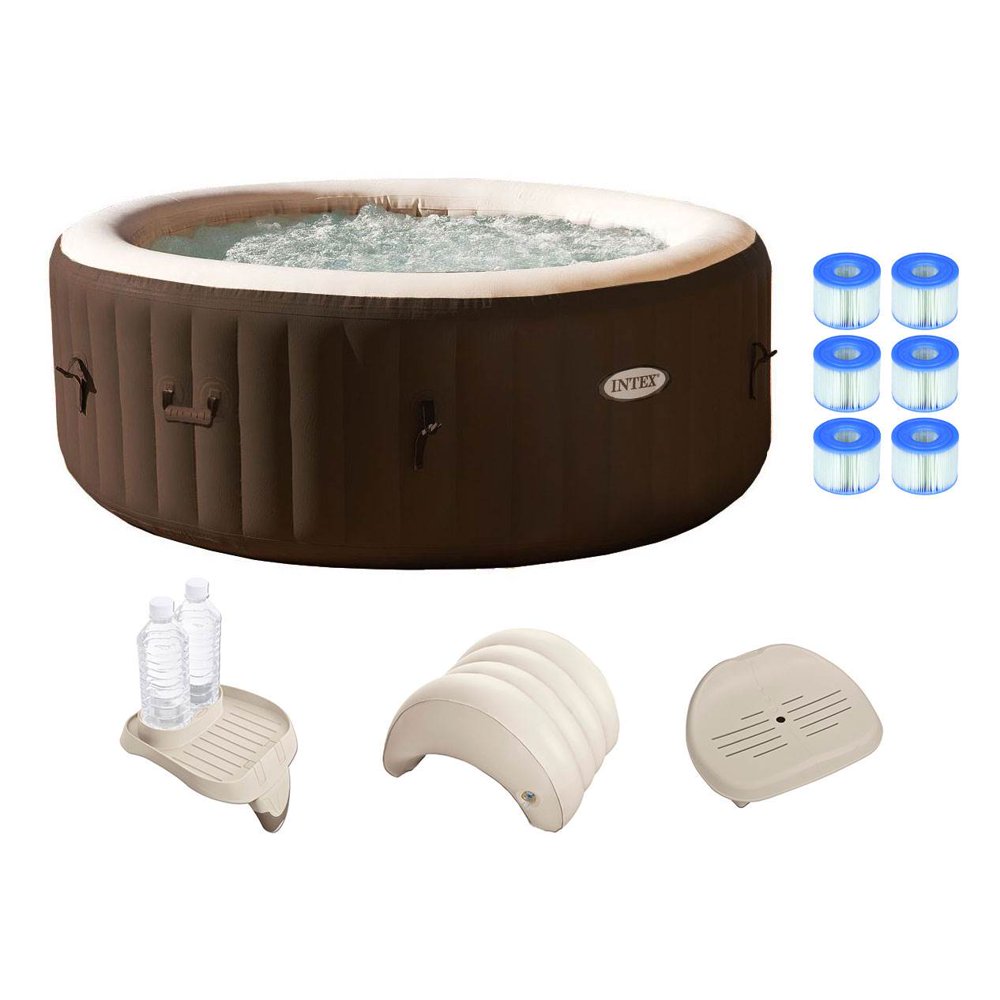 Intex PureSpa 4 Person Inflatable Spa Portable Hot Tub w/ Filters & Accessories