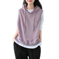 thumbnail image 4 of Dpytoraw Women's Sleeveless Hoodie, Solid Drawstring Oversized Pullover for Fall Purple M, 4 of 6