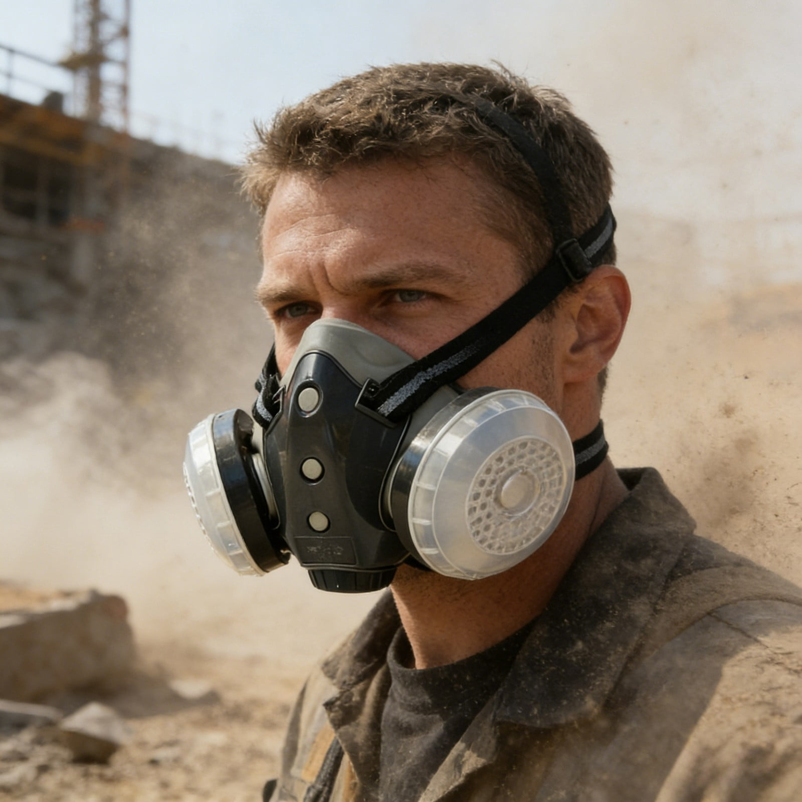 Dust Proof Integrated Respirator Mask Industrial Grade Face Shield for Spray Painting & Grinding with Replaceable Filters