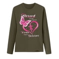 thumbnail image 3 of Fesfesfes Women Breast Cancer Prevention Tops Casual Long Sleeve O-neck Sweatshirt Tops Letter Printed Pullover Blouse or, 3 of 4