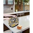 thumbnail image 3 of Spring Bees Daisy Toaster Cover 4 Slice, Large Kitchen Appliance Covers, Rustic Tulips Dots Black Striped Burlap Toaster Oven Cover with Loop, Bread Machine Cover Polyester Dust Cover Protection, 3 of 4