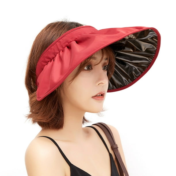 Large Brim Foldable Sun Protection Sun Hat,Summer Sunshade Foldable Empty  Top Hat Breathable Sun Hat
