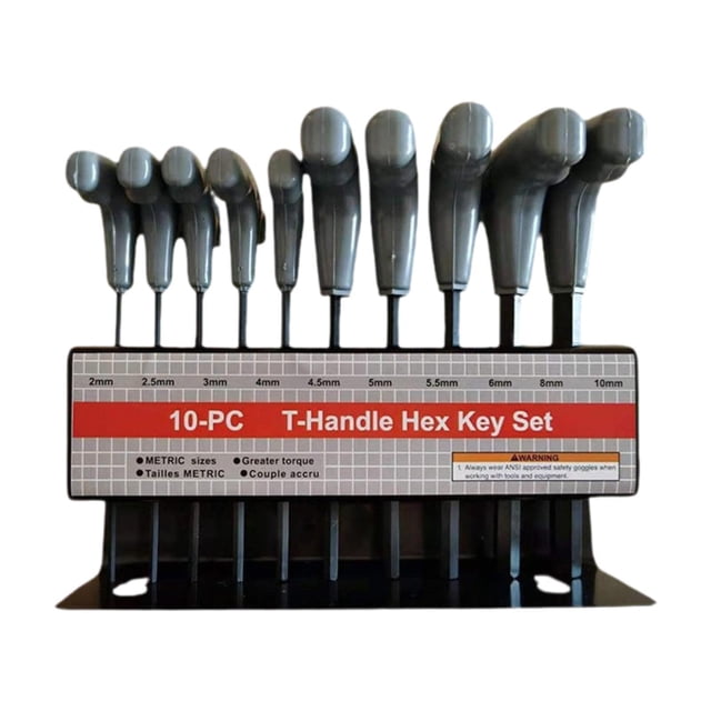 Ruiboury 10Pcs Generic T Handle Allen Wrench Set Hexagon Set Spanner Metric 10 Pcs