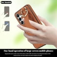 thumbnail image 2 of Decase for Sasmung Galaxy S24 Ultra with Wrist band Kickstand Case,with Metal RIng,Slim Shockproof PU Leather Drop Proof Non-Slip Anti-Fingerprint Protective Phone Case Cover,Brown, 2 of 8