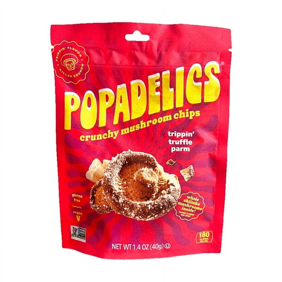 (Pack of 6), Popadelics Truffle Parmesan Shiitake Mushroom Chips, 1.4 oz