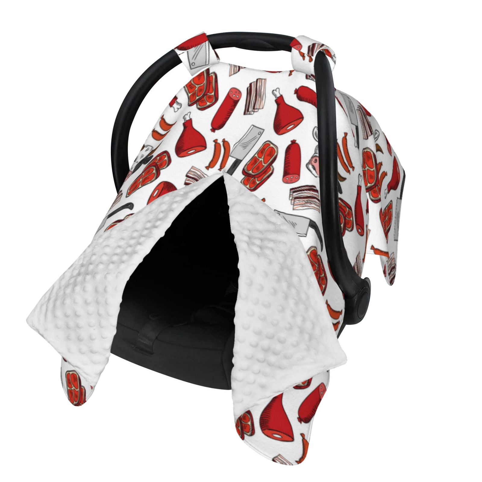 Naloa Red Food Baby Car Seat Cover, Breathable Baby Carrier Cover, Multiuse Baby Carrier Cover & Nursing Breastfeeding Cover