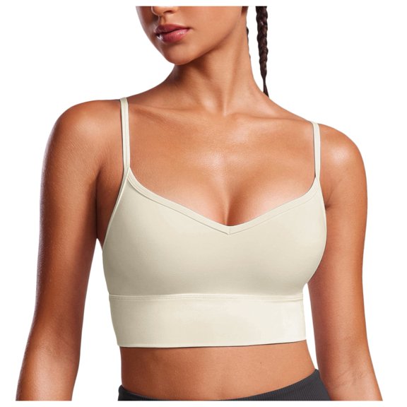 Bras for Women,Sweetheart Neck Longline Sports Bra Adjustable Thin Strap V Neck Yoga Support Bra Butterluxe Comfort,Sports Bras for Women,White,XL