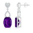 thumbnail image 2 of ANGARA Natural Barrel-Shaped 5.8 ct Amethyst Dangle Earrings in 14K White Gold for Women (Size-10x8mm) | February Birthstone, Birthday, Anniversary, Jewelry Gift for Women | Natural Amethyst Earrings, 2 of 8