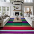 thumbnail image 3 of Mexican Style Area Rugs 5'x7', Small Throw Rugs for Laundry Room Playroom, Colorful Mexico Stripes Purple Yellow Green Indoor Outdoor Rug Non-Slip Low Pile Carpet Runner Reversible Floor Mats, 3 of 8