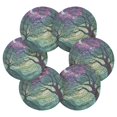 thumbnail image 7 of Yayeee 6 PCS Drink Coasters with Holder Set Woven Absorbent Round Tabletop Hot Pad, Moonlight Forest, 7 of 7