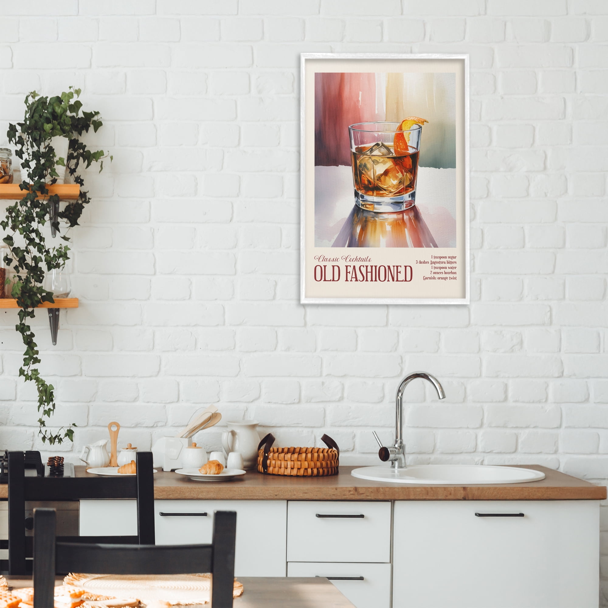 Stupell Industries Old Fashioned on Surface White Framed Giclee Art, design by Andreas Magnusson