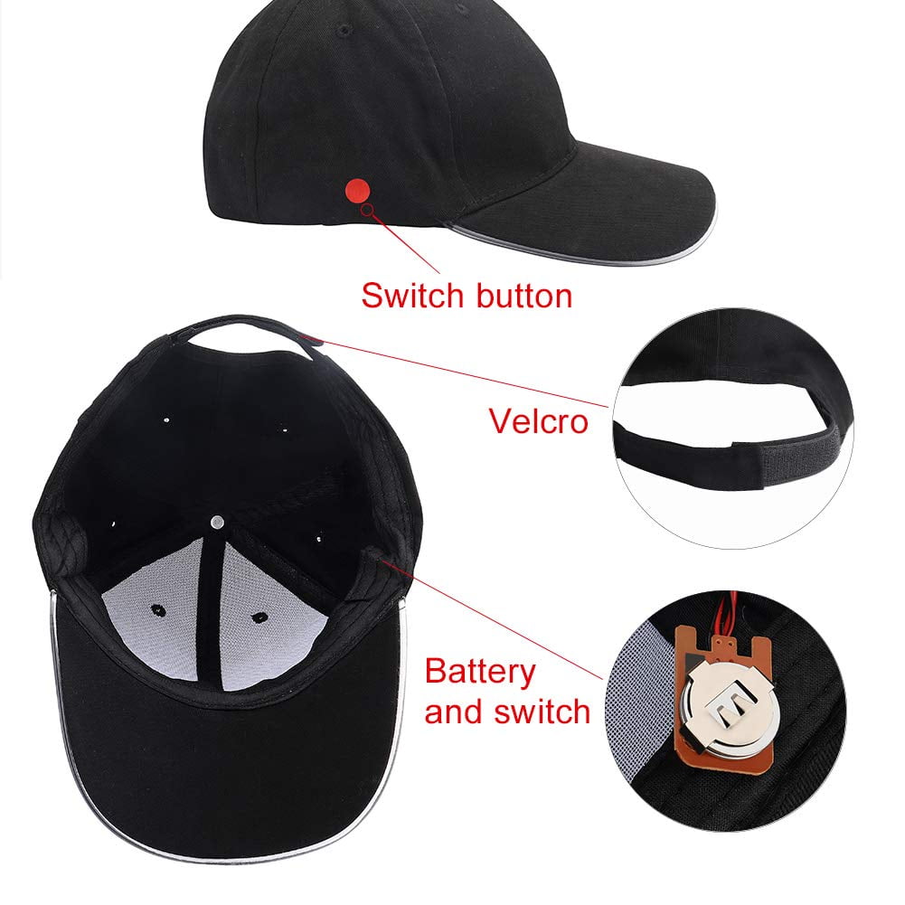 baseball cap with led lights in brim