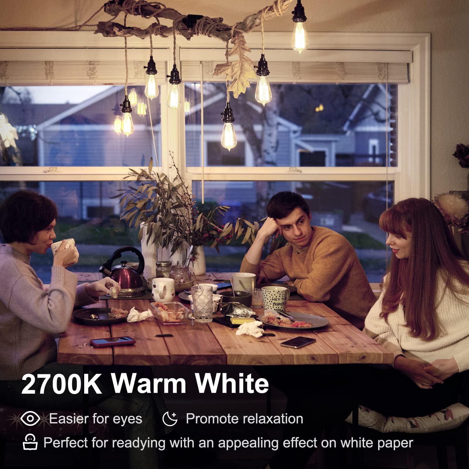 BOCOD Edison Light Bulbs 60W Equivalent, Dimmable Vintage LED Light Bulbs, E26 Medium Base, Warm White 2700K, ST58, 8W, 800LM, 80+ CRI, Antique Decorative Filament LED Bulb, Clear Glass, 12Pack
