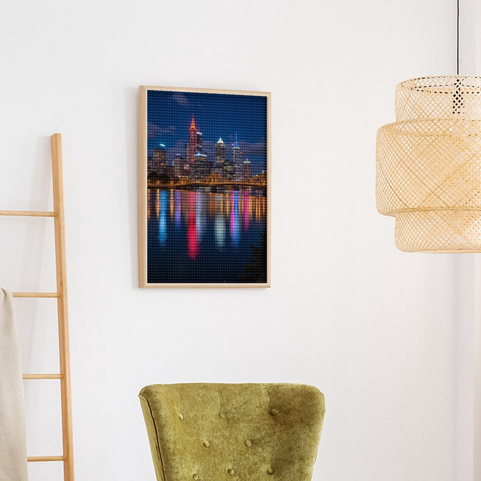 Diamond Art Kits for Adults - City Skyline Night Reflections 5d Diamond Painting for Adults, Diamond Art for Adults Beginners, Frameless Diamond Painting Kits for Adults for Home Wall Decor
