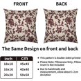 thumbnail image 4 of Burgundy Floral Block Print Pillow Covers 16x16 Set of 2 Rustic Old Style Modern Vintage Flower Pattern Cream Decorative Throw Pillow Cases Outdoor Farmhouse Decoration for Sofa Couch Bed, 4 of 6