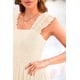 thumbnail image 3 of Vestido PRETTYGARDEN Midi de Tul Beige sin Mangas con Fruncido Talle L, 3 of 9
