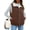 Brown, variant on Women's Fleece Vest Zipper Reversible Jacket Fall Coat S-2XL