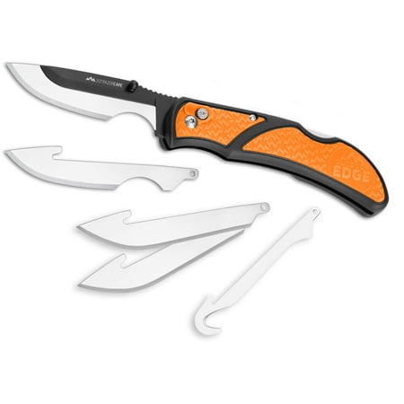 Outdoor Edge RazorCape Pocket Knife 3 Drop Point 420J2 Black Blade Kraton Handle Orange