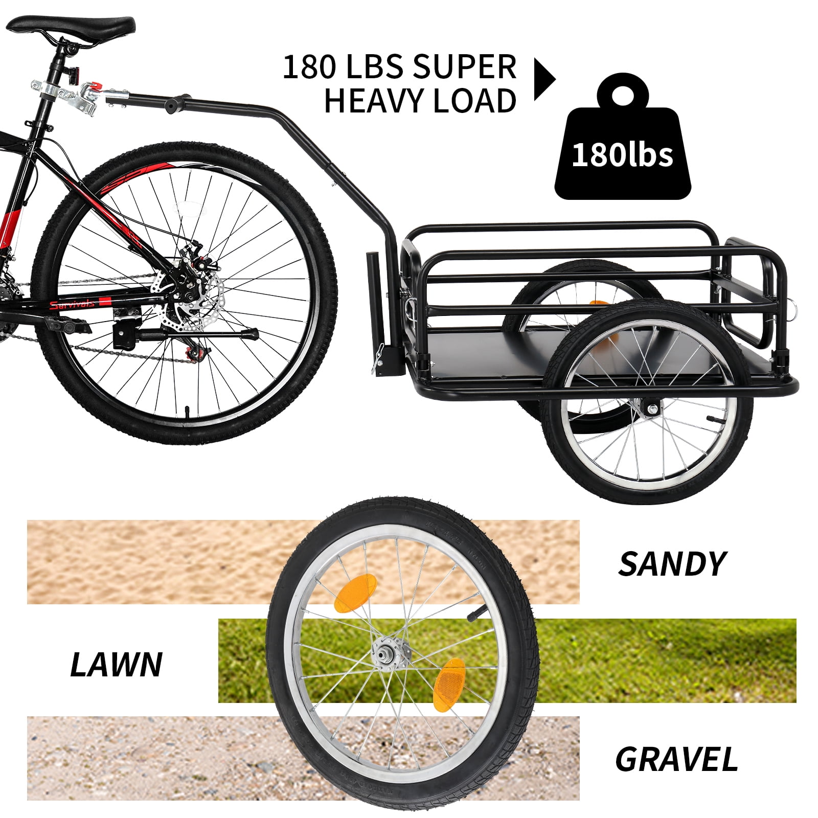 Ktaxon Two Wheel Bicycle Cargo Trailer, Black