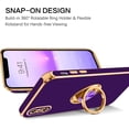 thumbnail image 4 of iPhone Xs Case, Phone Case iPhone X, Slim Fit Sparkly Kickstand Ring Holder Design Shockproof Protection Soft TPU Bumper Drop Protective Girls Women Boys iPhone 10 5.8 Cover, Deep Purple/Gold, 4 of 5