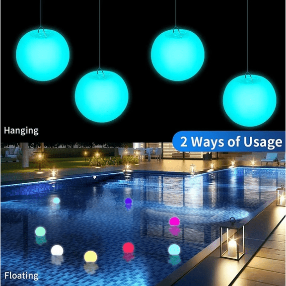 2026 Swimming Pool Floating Pool Lights: 16 Color with Remote Control IP68 Diameter 3.14 Inch Waterproof LED Ball Light Floating Lights Remote Control RGB Pool Lights 4PC