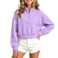 thumbnail image 6 of AKOEE Girls' Crop Sweatshirts Half Zip Plain Pullover Cotton Long Sleeve 5-16Y Sports Casual Loose Fall Tops (9-10 Years, Purple), 6 of 7