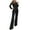 Black, variant on Aayomet Womens Rompers And Jumpsuits Women's Long-sleeved Jumpsuit Sets Slim Fit Elegant Jumpsuit Solid Color Long Sleeve V Neck,Green XL