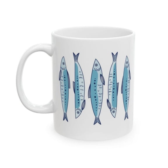 Sardine Coffee Mug, Nautil Mug, ocean coffee cup, Fish lover coffee mug, sea coffee mug, beach coffee mug, Fish coffee Mug.