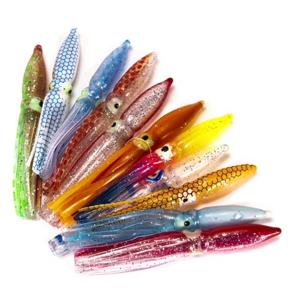YIGSECU 20Pcs 8cm Octopuses Soft Fishing Lure Octopuses Squid Soft Baits Skirted Squid Jigging Sea Fishing Baits Easy to Use
