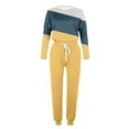 thumbnail image 5 of CHOK Lounge Suits for Women Colorblocked Pullover Top with Drawstring Sweatpants Trendy Sets with Pockets (X-Large  Wine), 5 of 5