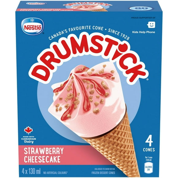 Cornets NESTLÉ® DRUMSTICK® Gâteau au fromage et aux fraises 4 x 130 ml 4 x 130 ML