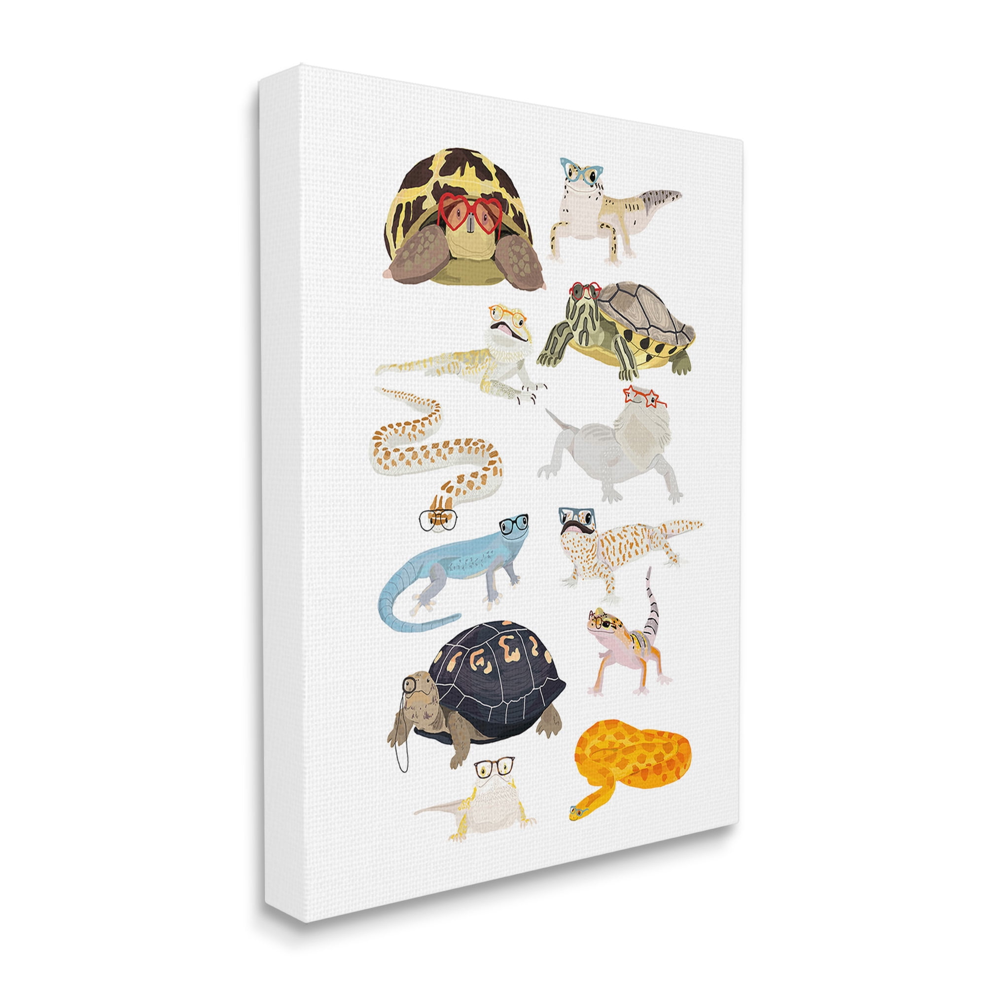 Stupell Industries Hipster Glasses Reptiles Animals & Insects Painting Gallery Wrapped Canvas Art Print Wall Art, 36 x 48