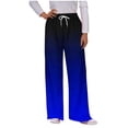 thumbnail image 2 of Lydiaunistar Womens High Waist Elastic Checkered Print Long Pants with Drawstring & Side Pockets for Sports Casual Beach - All Season Polyester Blue, 2 of 5
