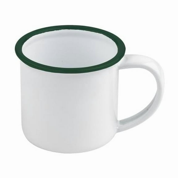 Packnwood 294ENMUG100 2 x 2 in. 3 oz Rim Enamel Mini Mug, White with Green - 12 Piece