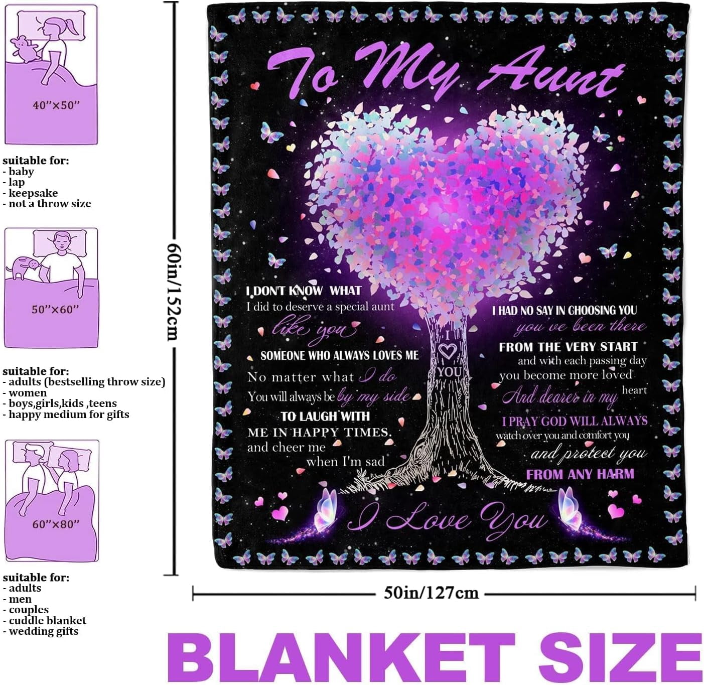 Aunt Gifts Blanket, Aunt Birthday Gifts, Birthday Gifts for Aunt, Auntie Gifts Ideas, Best Aunt Ever Gifts, Gifts for Aunts from Niece Nephew, Gifts for Aunt Throw Blanket 60"X50"