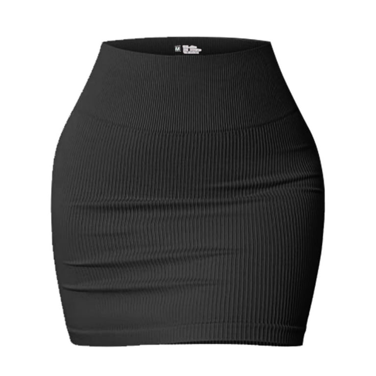 B91xZ Pencil Skirts for Women High Waist Stretch Knit Mid