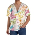 thumbnail image 3 of Xecao offers the Retro Colorful Butterfly for Men's Casual Short-sleeved Shirt, a button-up collared shirt with a pocket, perfect for beach vacations and yacht travel in the XX-Large size., 3 of 7