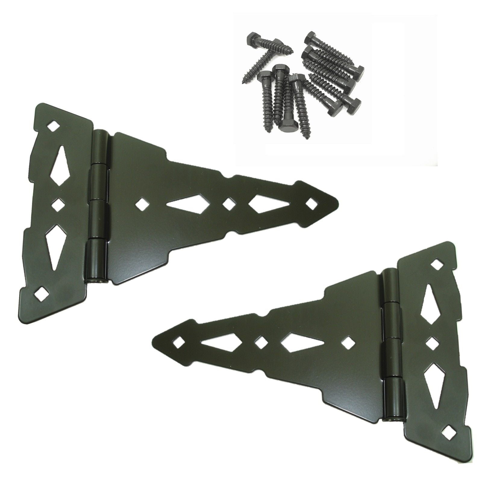 Jake Sales Brand - 8' T Style  Wood Gate Strap Hinges - Black Powder Coated - One Pair