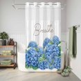 thumbnail image 5 of No Hook Shower Curtain with Built-in Rings - Farmhouse Floral Washable Waterproof Fabric Bathroom Curtains for Hotel,Rentals, Stall 36 X 78 Inch , Inspirational Quote Breathe Hydrangeas Blue, 5 of 8