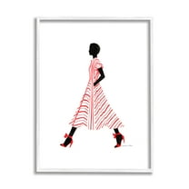 Stupell Trendy Girl in Red Beauty & Fashion Painting White Framed Art Print Wall Art, 11 x 14