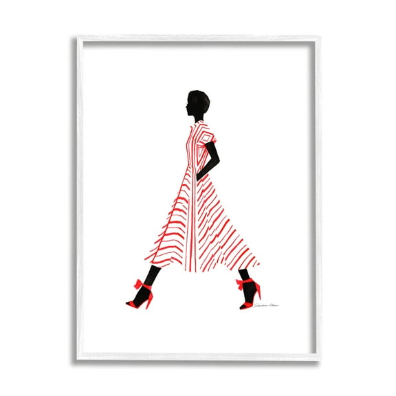 Stupell Trendy Girl in Red Beauty & Fashion Painting White Framed Art Print Wall Art, 11 x 14
