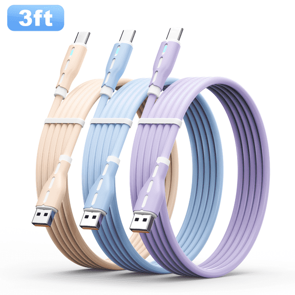OWNTECH USB A to USB C [3Pack, 3FT]Cable,Fast Charging Cord Compatible with Samsung Galaxy iPhone 15/16-Muticolor